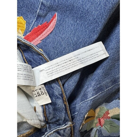 ZARA Trafaluc Women’s Straight Leg Jeans Flower Patches Size US 6 - Picture 9 of 9